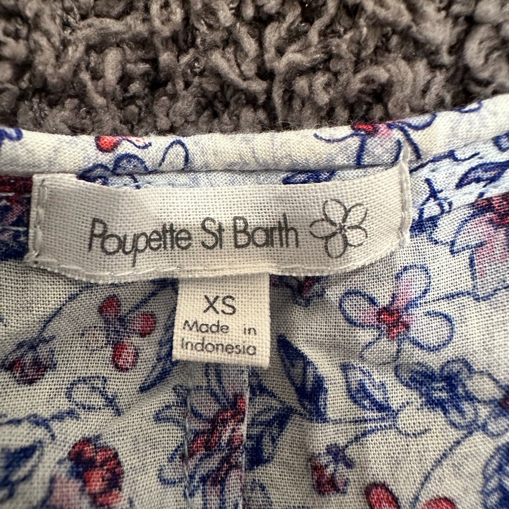 Poupette St. Barth Dress Blue Floral Print with Red accents - Picture 6 of 6